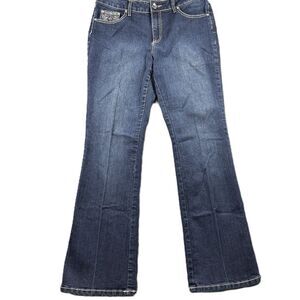 One 5 One Women Jeans Vintage Y2K Flare Embroidered Flap Pockets Size 12 M262